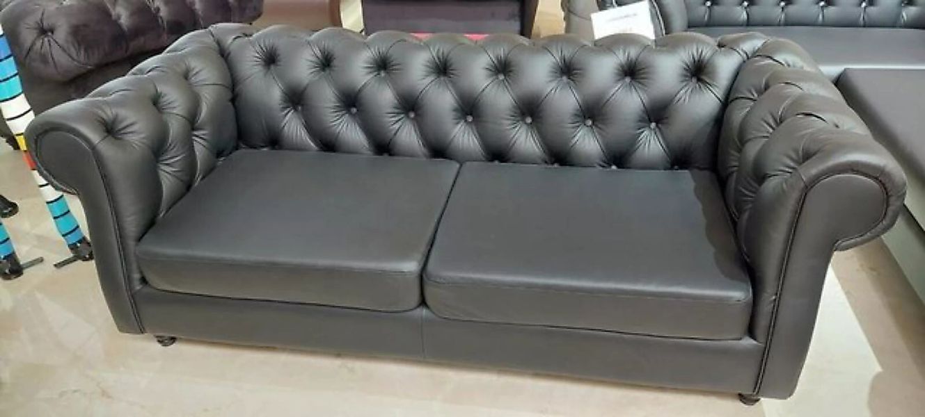 JVmoebel Chesterfield-Sofa Chesterfield Designer Sofa 3 Sitzer Couch Schwar günstig online kaufen