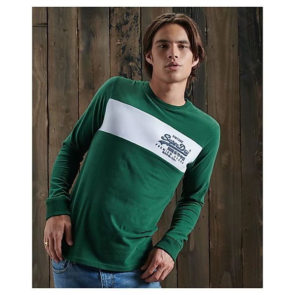 Superdry Vintage Logo Panel Langarm-t-shirt S Mid Pine günstig online kaufen