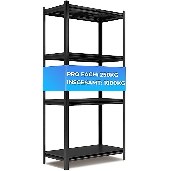 ALL Schwerlastregal Metallregal Schwarz, 1000kg Traglast, günstig online kaufen