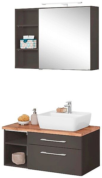 welltime Badmöbel-Set »Davos« 3 Stk. tlg. Spiegelschrank, Regal und Waschti günstig online kaufen