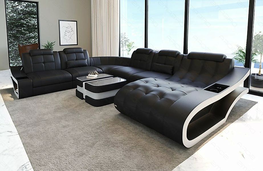 Sofa Dreams Wohnlandschaft Leder Sofa Elegante XXL Form Ledersofa Couch, wa günstig online kaufen