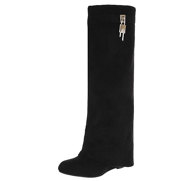 Ital-Design Elegante Überknie-Stiefel mit Komfort und modernem Design Keils günstig online kaufen