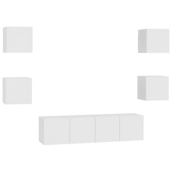 furnicato TV-Schrank 6-tlg. TV-Schrank-Set Weiß Holzwerkstoff (1-St) günstig online kaufen