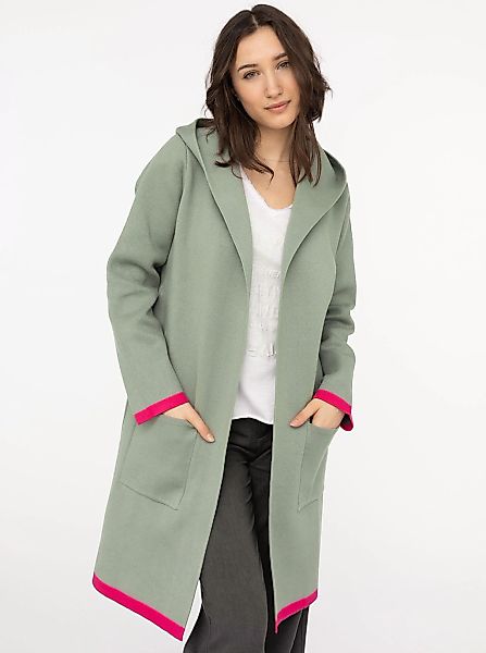 Zwillingsherz Strickjacke ""Mona"", Kapuze, Taschen, Kontrast-Kanten, Langa günstig online kaufen