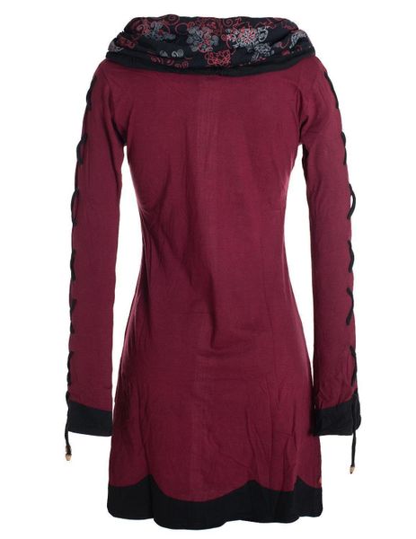 Vishes Jerseykleid Blumenkleid Langarm-Shirtkleid mit Schalkragen günstig online kaufen