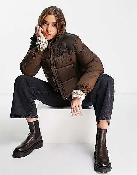 Pull&Bear – Wattierter Mantel in kontrastierendem Braun günstig online kaufen
