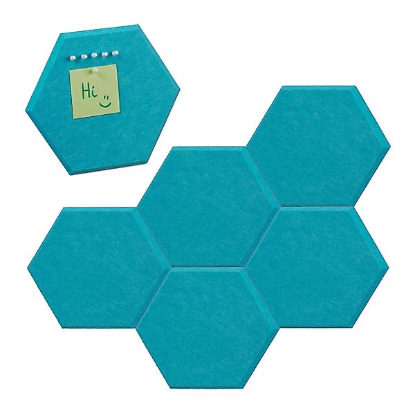 relaxdays Pinnwand Blaue Filzpinnwand Sechsecke 6er günstig online kaufen