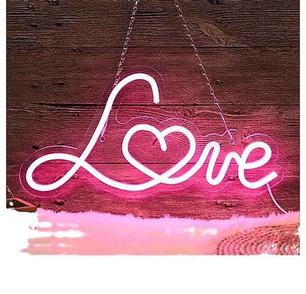 POPOLIC LED Dekolicht LED-Neonlicht-Schild, 40x20 cm, Pink Love, Wanddekora günstig online kaufen