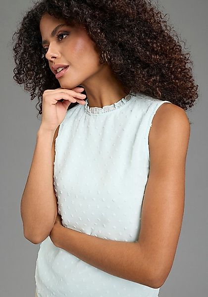 Laura Scott Chiffonbluse mit Rüschen-Applikationen und gepunktetem Chiffon günstig online kaufen