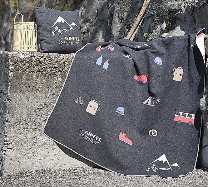 Wohndecke Silvretta 'Gipfelstürmer ' 140 x 200 cm Anthrazit, DAVID FUSSENEG günstig online kaufen