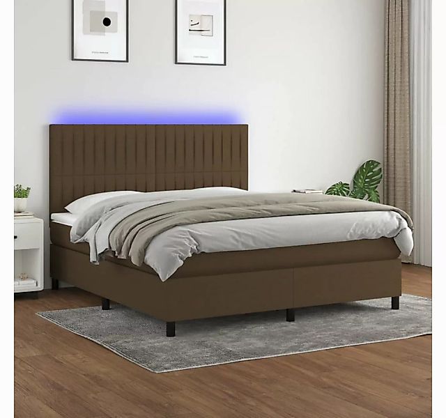 vidaXL Boxspringbett Boxspringbett mit Matratze LED Dunkelbraun 160x200 cm günstig online kaufen