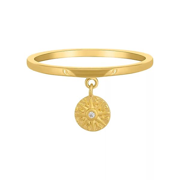 CAÏ Fingerring "925 Silber Anhänger Münze vergoldet Sonne Zirkonia" günstig online kaufen