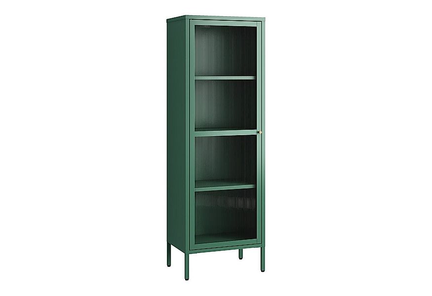 en.casa Vitrine »Säkylä« mit 1 Tür Stahl 150 x 50 x 35 cm Tannengrün günstig online kaufen