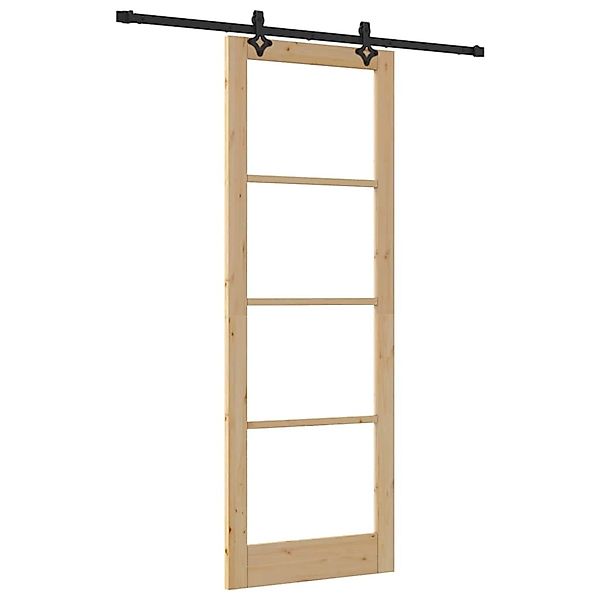 vidaXL Schiebetür ORKDAL Braun 83 x 232 cm Holz und Metall 3332169 günstig online kaufen