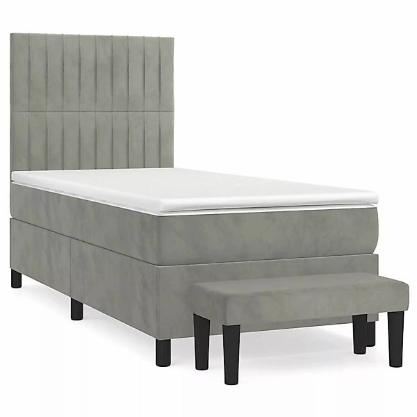 vidaXL Boxspringbett mit Matratze Hellgrau 90x200 cm Samt1350813 günstig online kaufen