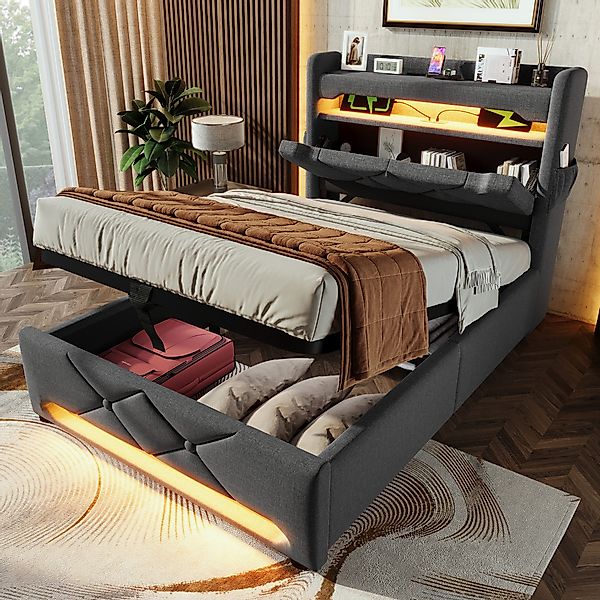 HAUSS SPOLE Polsterbett 90x200, Stauraum Kopfteil günstig online kaufen