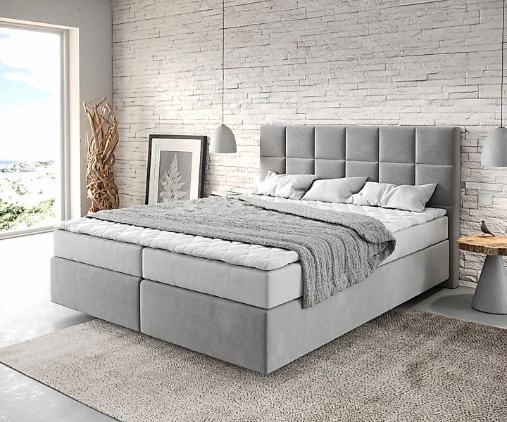 DELIFE Boxspringbett Dream-Fine, Mikrofaser Grau 160x200 cm mit Matratze un günstig online kaufen