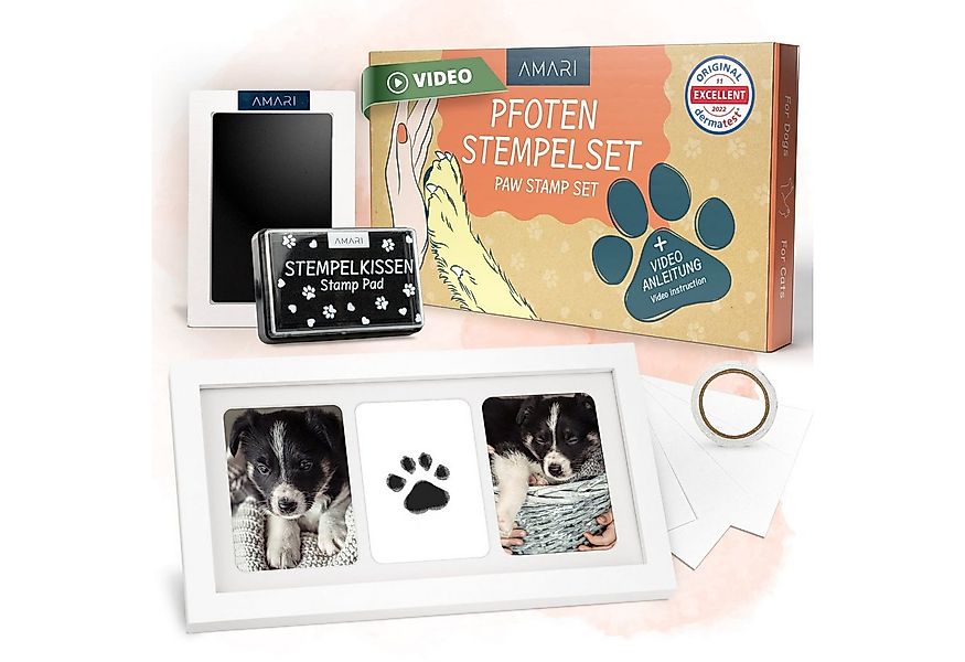 Amari Bilderrahmen Pfotenabdruck Set inkl. 2 Stempelkissen und 4 Druckkarte günstig online kaufen