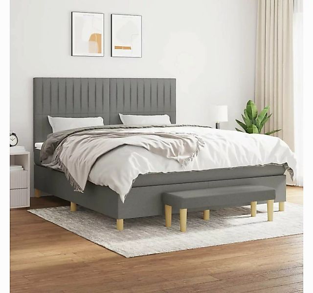 vidaXL Boxspringbett Boxspringbett mit Matratze Dunkelgrau 160x200 cm Stoff günstig online kaufen