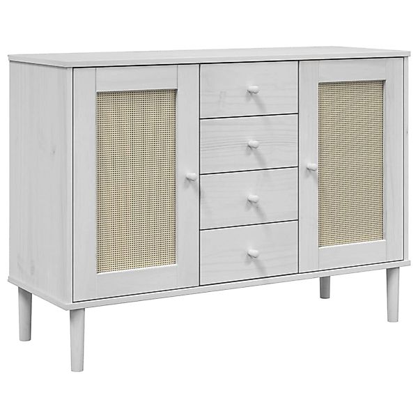 vidaXL Sideboard SENJA Rattan-Optik Weiß 112x40x80 cm Kiefernholz 358026 günstig online kaufen