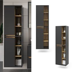 Vicco Badschrank Viola Anthrazit 50 x 170 cm mit Türen und Offenen Fächern günstig online kaufen