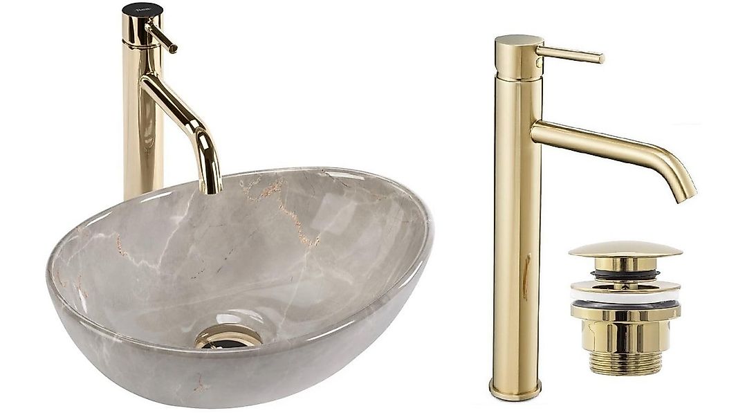 GTM Design Aufsatzwaschbecken Modern Waschbecken ohne Hahnloch Elegant Aufs günstig online kaufen