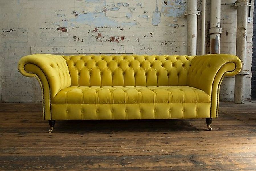 JVmoebel Chesterfield-Sofa Gelbe Textil Chesterfield Sofa Couch Polster Sto günstig online kaufen