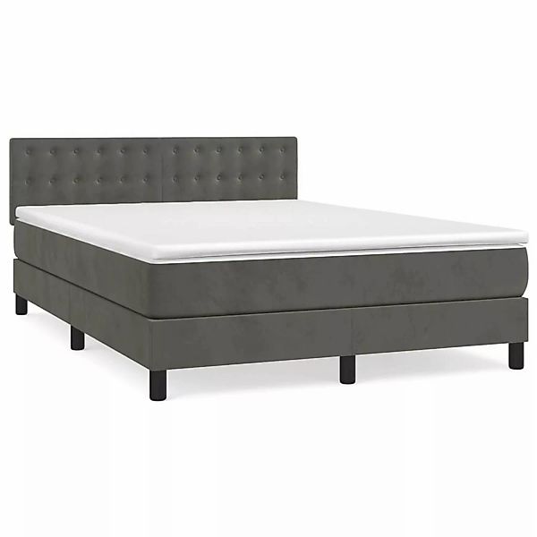 vidaXL Boxspringbett mit Matratze Dunkelgrau 140x200 cm Samt1399197 günstig online kaufen