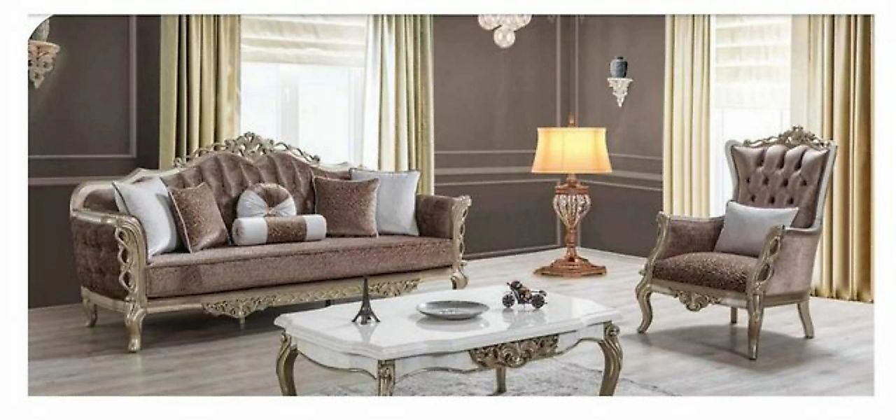 JVmoebel Sofa Sofagarnitur 3+1 Sitzer Sofa Sessel Stoff Luxus Wohnzimmer Mö günstig online kaufen