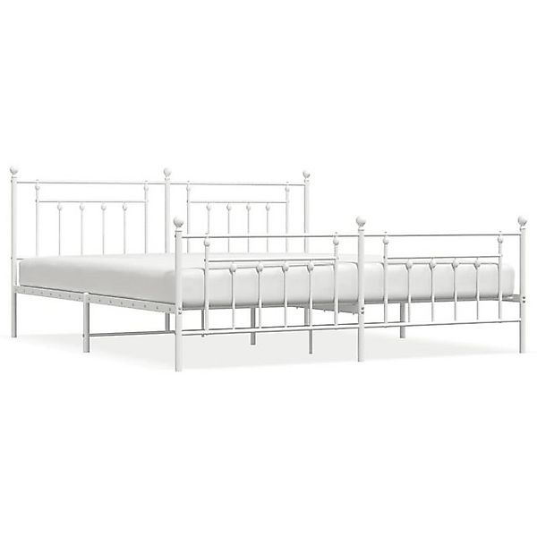 vidaXL Bettgestell, Bettrahmen mit Kopf- und Fußteil Metall Weiß 200x200 cm günstig online kaufen