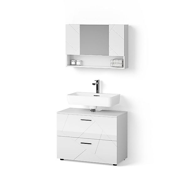 Livinity® Badmöbel-Set Ronco, Anthrazit gepunktet/Goldkraft Eiche, günstig online kaufen
