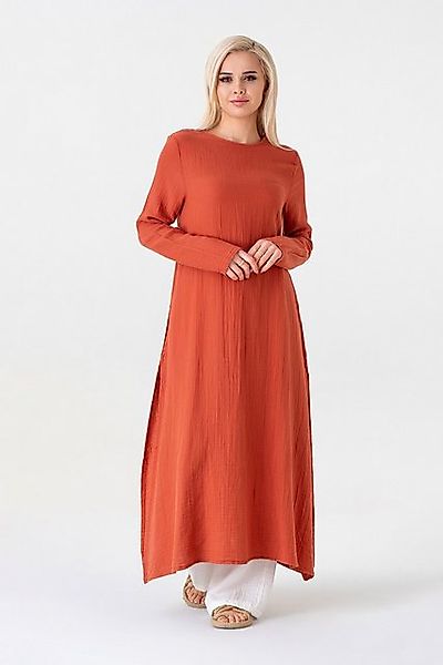 WENOR Longtunika Musselin 100 % Baumwolle 125 cm, Seitenschlitze, Modest Fa günstig online kaufen