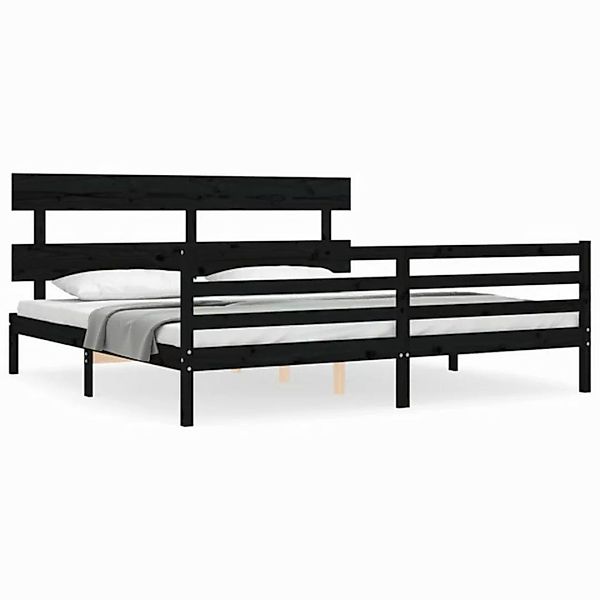 vidaXL Bett Massivholzbett mit Kopfteil Schwarz 200x200 cm günstig online kaufen