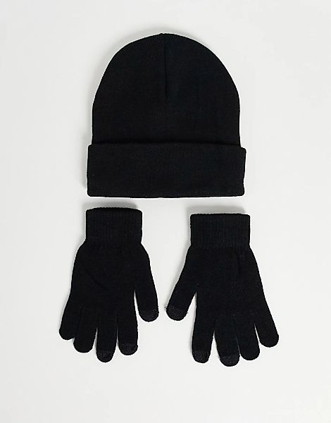 SVNX – Mütze und Handschuhe in Schwarz im Geschenkset günstig online kaufen