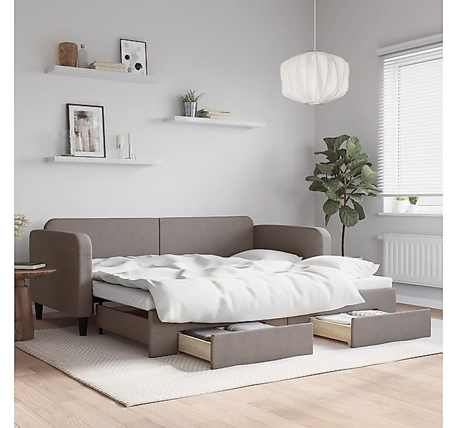 vidaXL Gästebett Gästebett Tagesbett Ausziehbar mit Schubladen Taupe 90x200 günstig online kaufen