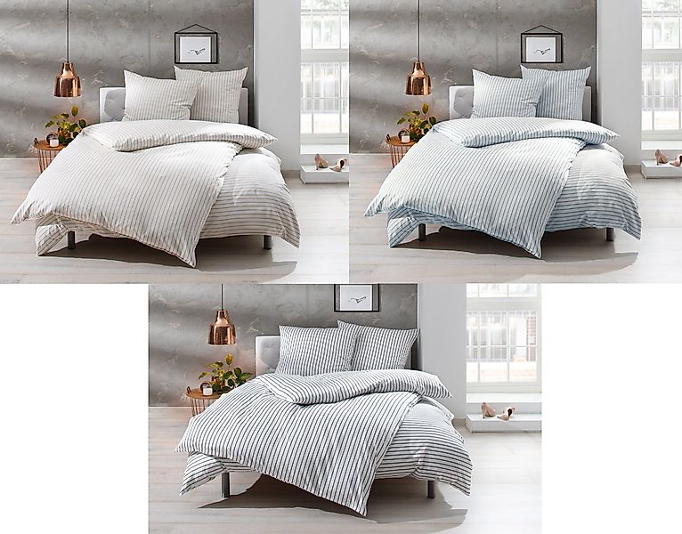 BETTWAESCHE-MIT-STIL Bettwäsche Mako Satin Bettwäsche Streifen günstig online kaufen