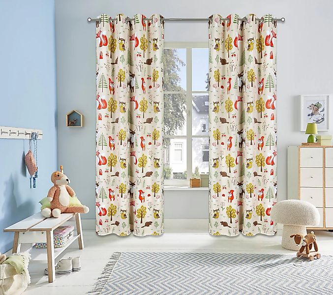 my home Verdunkelungsvorhang "Waldtiere" Ösen 1 Stk. tlg. bedruckte Kinderg günstig online kaufen