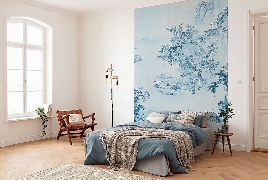 Sanders & Sanders Fototapete Blaues Porzellan Blau 200 x 280 cm 612398 günstig online kaufen