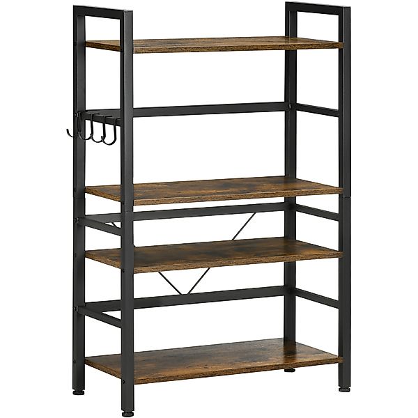 HOMCOM Küchenregal, Standregal mit 4 Haken, Industrielles Mikrowellenregal günstig online kaufen