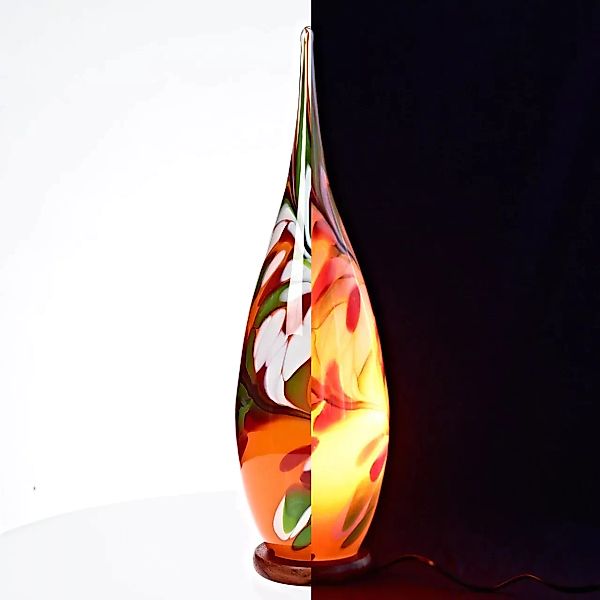 Tischlampe Beleuchtung Lichtquelle Flamme Dekoration Glas Kegel 25cm LED or günstig online kaufen
