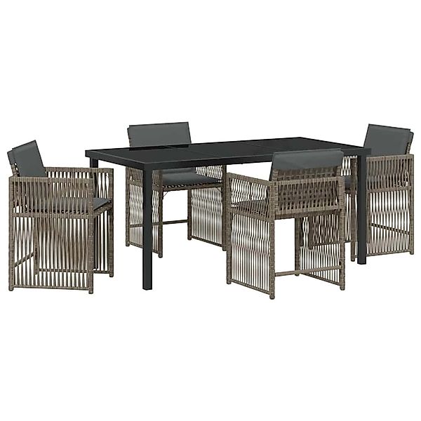 vidaXL Garten Essgruppe 5-Tlg Grau Poly Rattan 3380779 günstig online kaufen