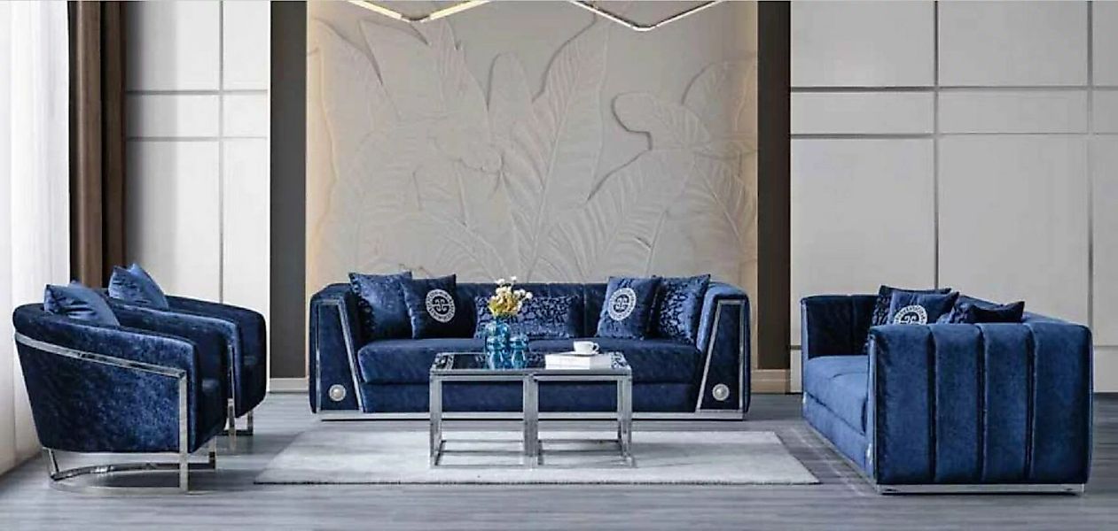 JVmoebel 3-Sitzer Moderne Blaue Luxus Couch 3 Sitzer Sofa Sitzmöbel Sofamöb günstig online kaufen