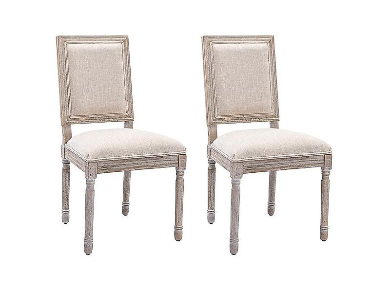 Stuhl 2er-Set - Stoff & Kautschukholz - Beige - AMBOISETTE günstig online kaufen