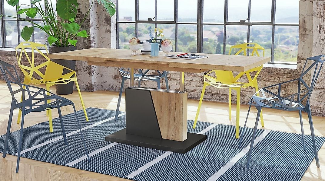 Mazzoni Couchtisch Grand Noir Eiche Gold-Anthrazit günstig online kaufen