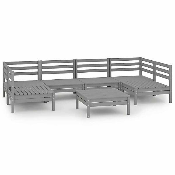 7-tlg. Garten-lounge-set Grau Massivholz Kiefer günstig online kaufen