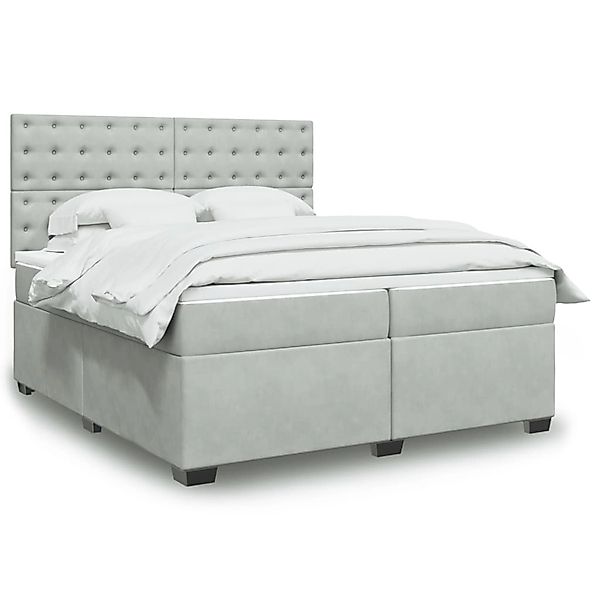 vidaXL Boxspringbett mit Matratze Hellgrau 200x200 cm Samt 3293314 günstig online kaufen