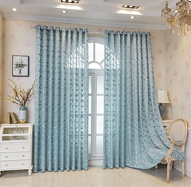 BYSURE Gardine (2 St), Ösen, halbtransparent, Blattmuster Gardine günstig online kaufen