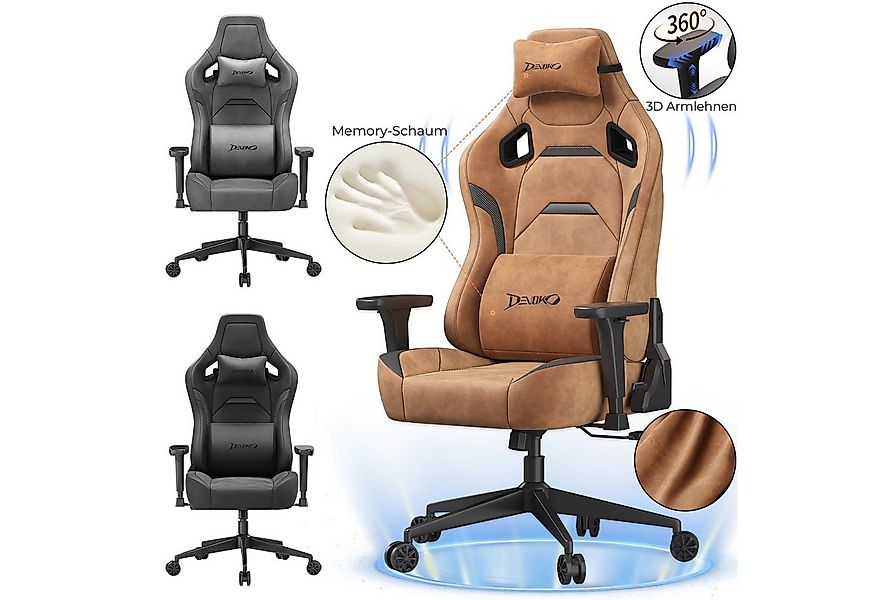 Devoko Gaming-Stuhl Luxuriöser Wildlederimitat,Ergonomisch & Großzügigem Si günstig online kaufen