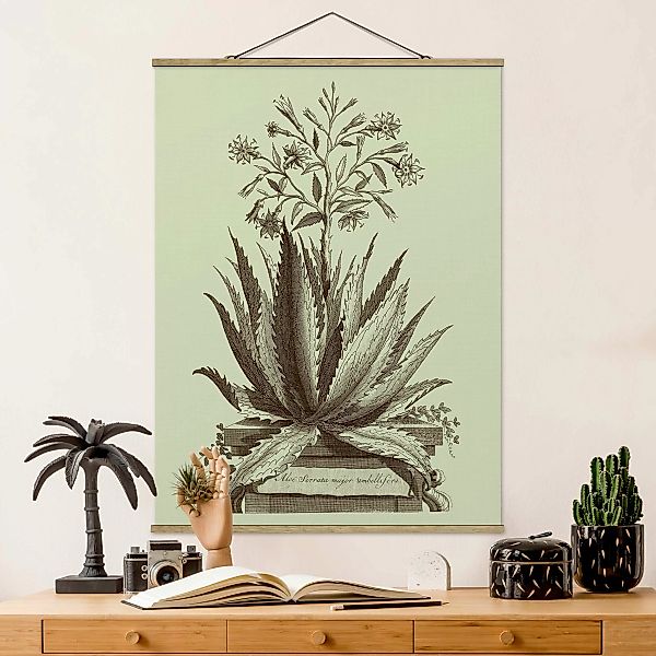 Stoffbild Blumen mit Posterleisten - Hochformat Vintage Aloe Serrata günstig online kaufen