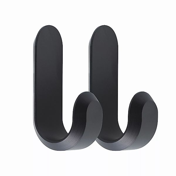 Wandhaken Curve Mini metall schwarz / Metall - 2er-Set - H 5,8 cm - Normann günstig online kaufen